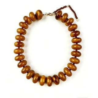 VividLux Jewelry - Necklaces Round Acrylic Beaded Necklace - Yellowish Brown