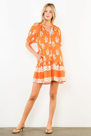 Short sleeve Button Up Floral Print Dress