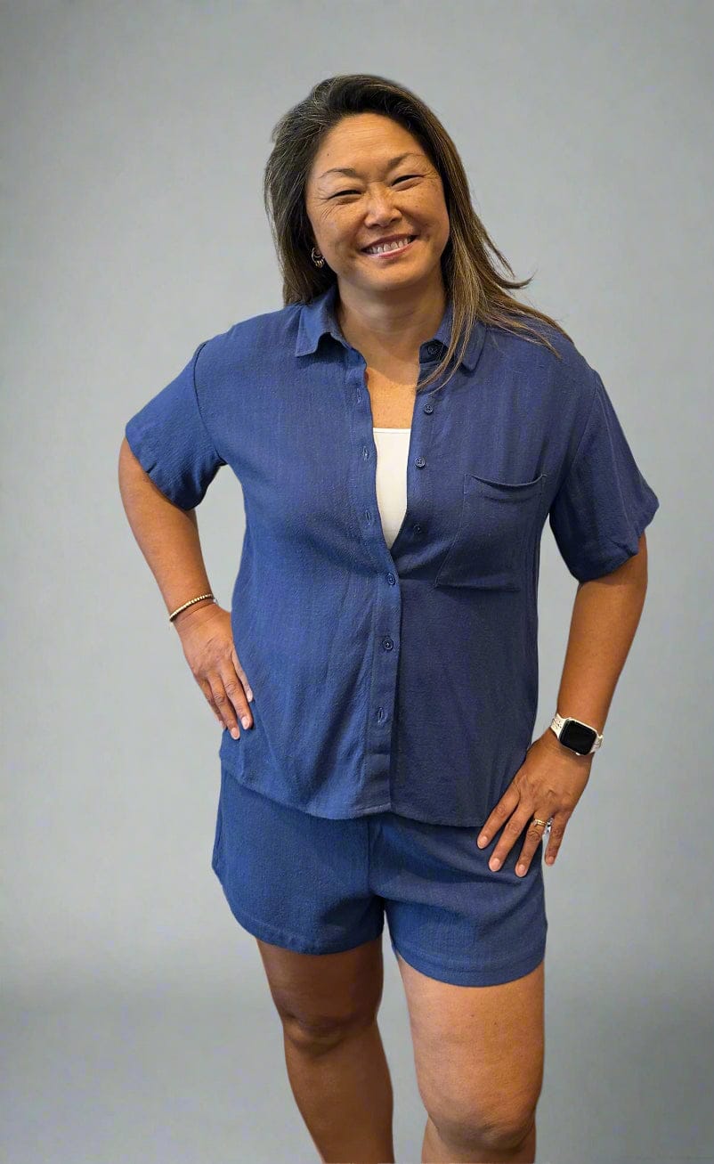 Z Supply Bottoms - Shorts Final Sale Short Scout Linen Rayon Short Yacht Blue