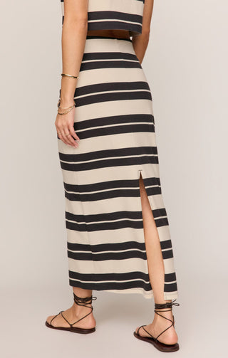 Z Supply Bottoms - Skirts Gail Striped Jersey Midi Skirt Ash Black
