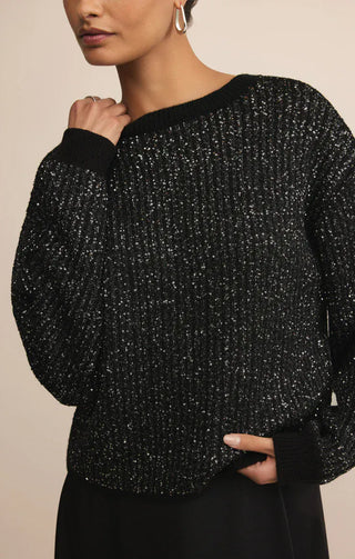Z Supply Bottoms - Skirts Sale Gleam Sequin Sweater Black