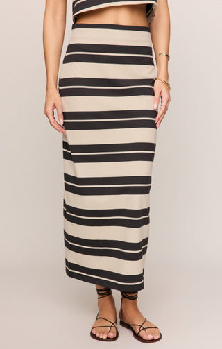 Z Supply Bottoms - Skirts Xsm Gail Striped Jersey Midi Skirt Ash Black
