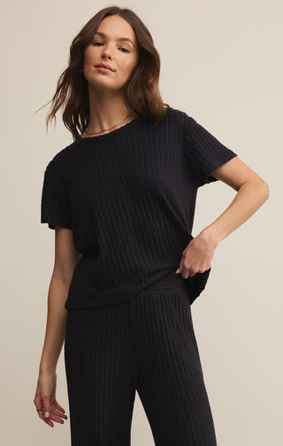 Z Supply Loungewear- Sleepwear - Bottoms Dawn Smocked Rib Pant Black Sand