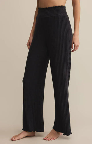 Z Supply Loungewear- Sleepwear - Bottoms Dawn Smocked Rib Pant Black Sand