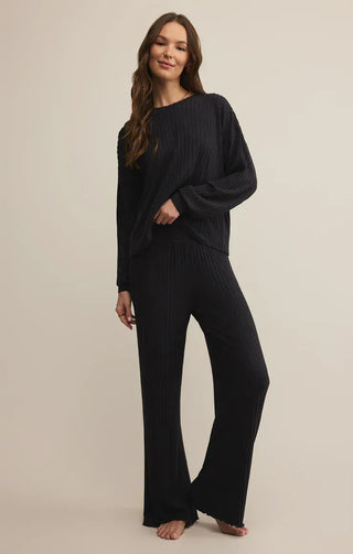 Z Supply Loungewear- Sleepwear - Bottoms Dawn Smocked Rib Pant Black Sand