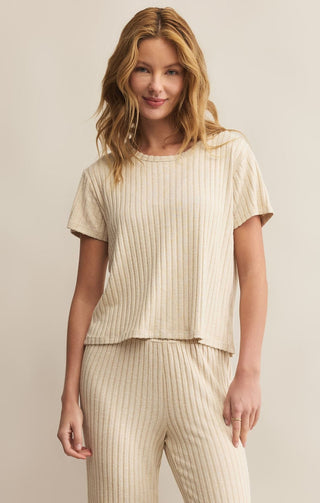 Z Supply Loungewear- Sleepwear - Bottoms Dawn Smocked Rib Pant Light Oatmeal Heather