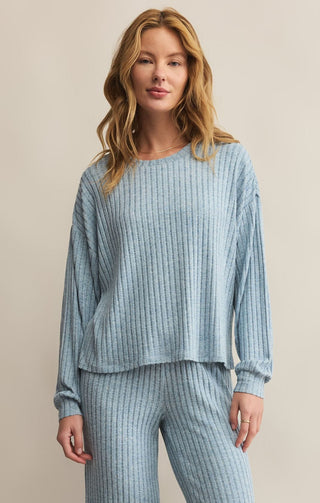 Z Supply Loungewear- Sleepwear - Bottoms Dawn Smocked Rib Short Light Denim