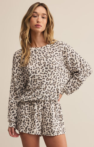 Z Supply Loungewear- Sleepwear - Bottoms Sale Luxe Leopard Short Champagne