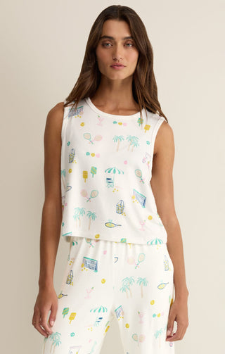 Z Supply Loungewear- Sleepwear - Bottoms Xsm Court Sports PJ Tank Top White