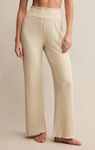 Z Supply Loungewear- Sleepwear - Bottoms Xsm Dawn Smocked Rib Pant Light Oatmeal Heather