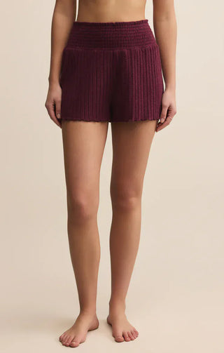 Z Supply Loungewear- Sleepwear - Bottoms Xsm Dawn Smocked Rib Short Merlot