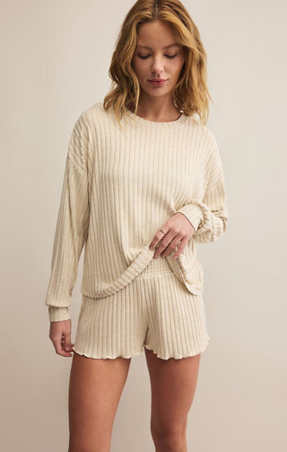 Z Supply Loungewear- Sleepwear - Tops Daydream Rib Long Sleeve Top Light Oatmeal Heather