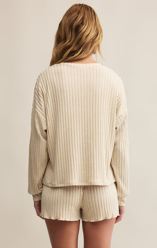 Z Supply Loungewear- Sleepwear - Tops Daydream Rib Long Sleeve Top Light Oatmeal Heather