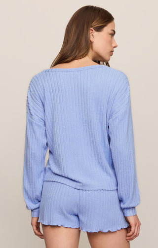 Z Supply Loungewear- Sleepwear - Tops Daydream Rib V-Neck Long Sleeve Top Crystal Blue