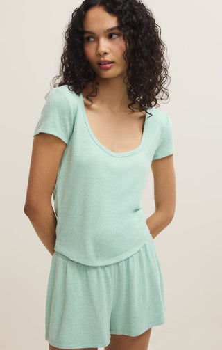 Z Supply Loungewear- Sleepwear - Tops Flower Market Soft Knit Tee Crystal Green