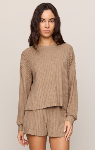 Z Supply Loungewear- Sleepwear - Tops Xsm Daydream Rib Long Sleeve Top Light Toffee