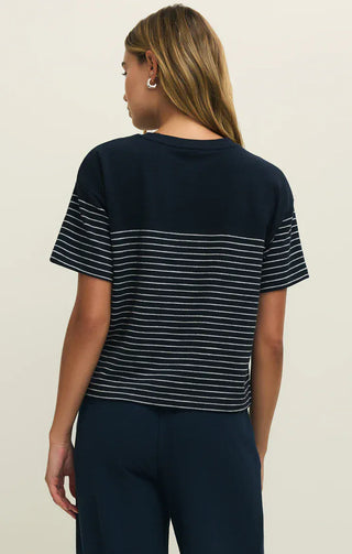 Z Supply Tops - Blouse Harbor Striped Shirt Eclipse