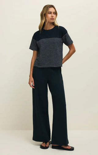 Z Supply Tops - Blouse Harbor Striped Shirt Eclipse