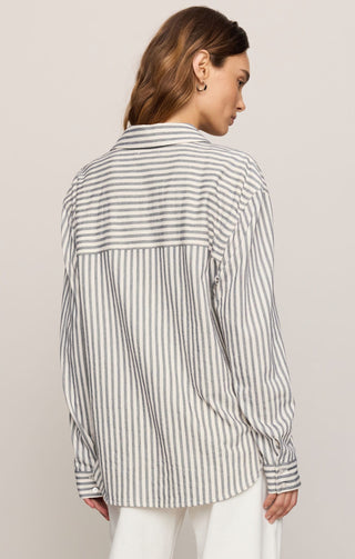 Z Supply Tops - Blouse Reese Button Up Stripe Top Eclipse