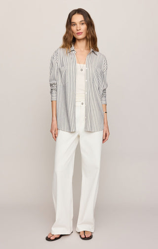 Z Supply Tops - Blouse Reese Button Up Stripe Top Eclipse