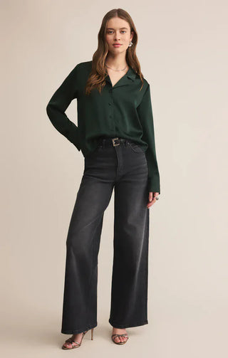 Z Supply Tops - Blouse Sale Ana Satin Top Garland Green