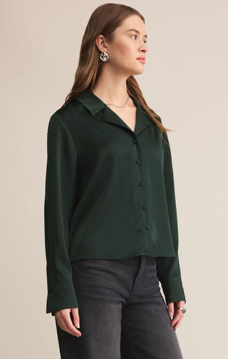 Z Supply Tops - Blouse Sale Ana Satin Top Garland Green