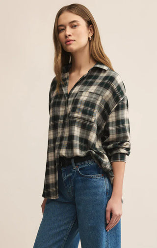 Z Supply Tops - Blouse Sale River Plaid Button Up Garland Green