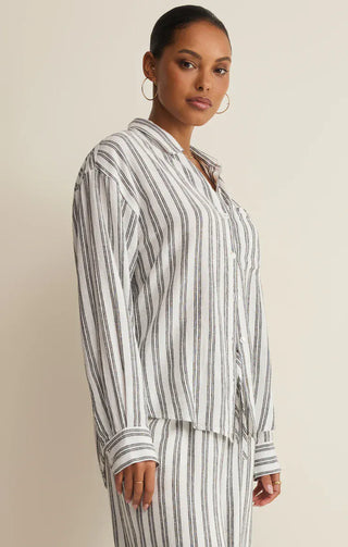 Z Supply Tops - Blouse The Perfect Striped Button Up White