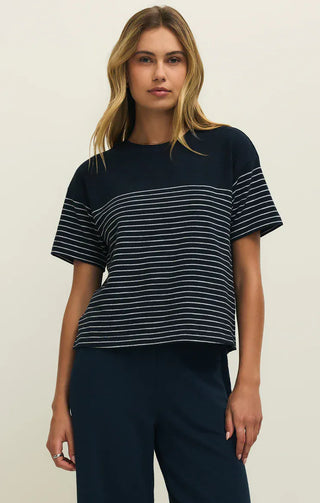Z Supply Tops - Blouse Xsm Harbor Striped Shirt Eclipse
