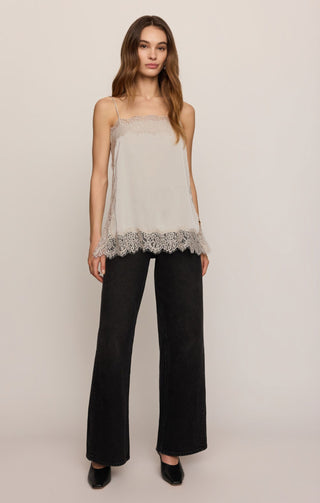 Z Supply Tops - Camisole Roselle Lace Trim Cami Frosted Pearl