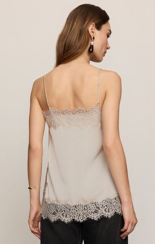 Z Supply Tops - Camisole Roselle Lace Trim Cami Frosted Pearl
