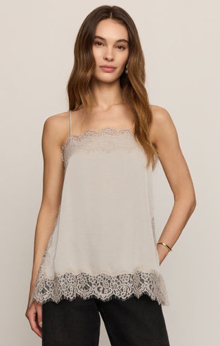 Z Supply Tops - Camisole Xsm Roselle Lace Trim Cami Frosted Pearl