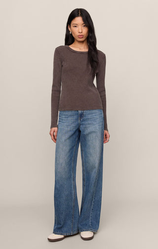 Z Supply Tops - Long-Sleeve Arlet Mini Thermal Top Dark Chocolate