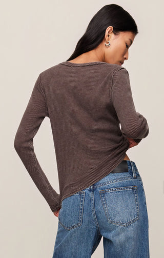 Z Supply Tops - Long-Sleeve Arlet Mini Thermal Top Dark Chocolate