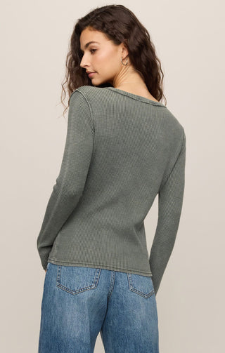 Z Supply Tops - Long-Sleeve Arlet Mini Thermal Top Monstera