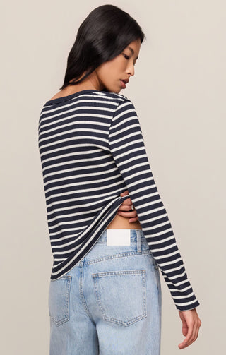Z Supply Tops - Long-Sleeve Arlet Stripe Thermal Top Eclipse