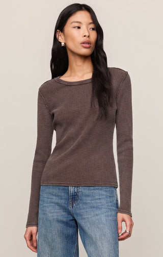 Z Supply Tops - Long-Sleeve Xsm Arlet Mini Thermal Top Dark Chocolate