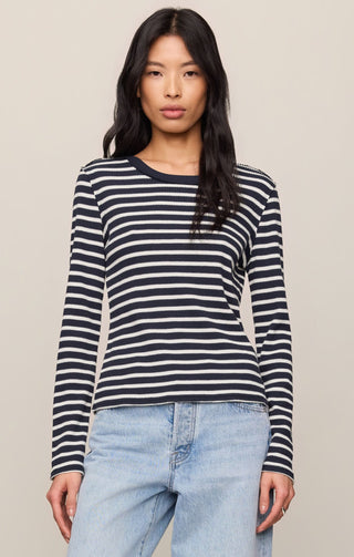 Z Supply Tops - Long-Sleeve Xsm Arlet Stripe Thermal Top Eclipse
