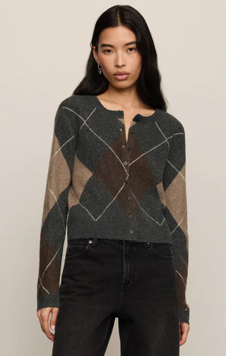 Z Supply Tops - Outerwear - Cardigans Xsm Medina Argyle Cardigan Charcoal Heather