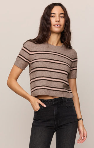 Z Supply Tops - Sweaters Gatewood Stripe Sweater Heather Ash
