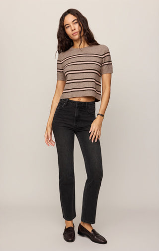 Z Supply Tops - Sweaters Gatewood Stripe Sweater Heather Ash