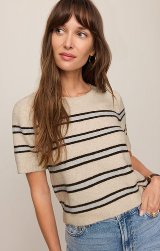 Z Supply Tops - Sweaters Gatewood Stripe Sweater Light Oatmeal Heather