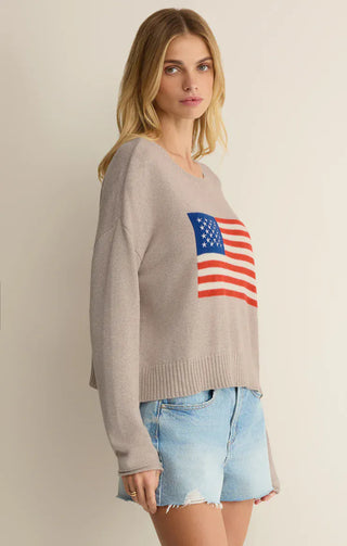Z Supply Tops - Sweaters Sienna Patriot Sweater Natural Heather