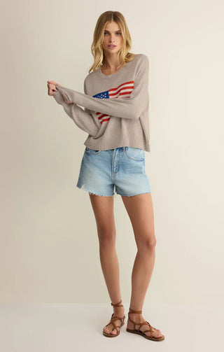 Z Supply Tops - Sweaters Sienna Patriot Sweater Natural Heather