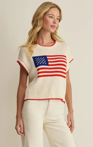 Z Supply Tops - Sweaters Sleeveless Patriot Sweater Cloud