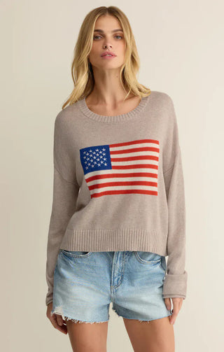 Z Supply Tops - Sweaters Xsm Sienna Patriot Sweater Natural Heather