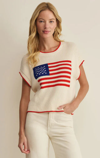 Z Supply Tops - Sweaters Xsm Sleeveless Patriot Sweater Cloud