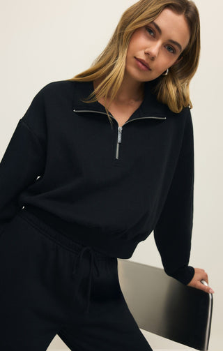 Z Supply Tops - Sweatshirt Downtown Half Zip Sweatshirt Black