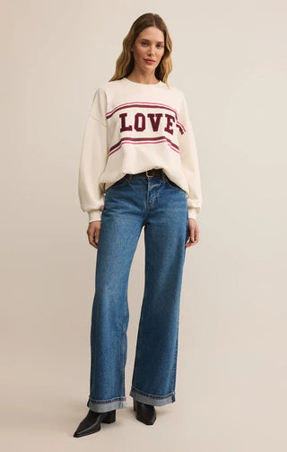 Z Supply Tops - Sweatshirt Oversized Love Sweatshirt Vanilla Ice