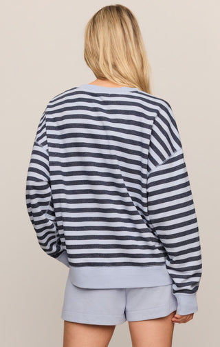 Z Supply Tops - Sweatshirt The Everyday Striped Crew Long Sleeve Top  Eclipse
